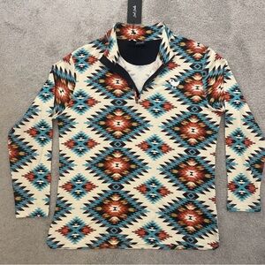 Bad Birdie 1/4 Zip Pullover Womens Large Aztec Print Cortez Golf Quarter Zip NWT